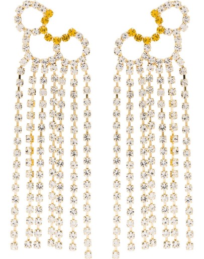 gold tone Petal Chandelier crystal earrings