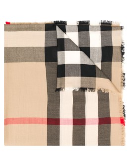cashmere Check rectangular scarf