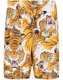 tiger-print Bermuda shorts