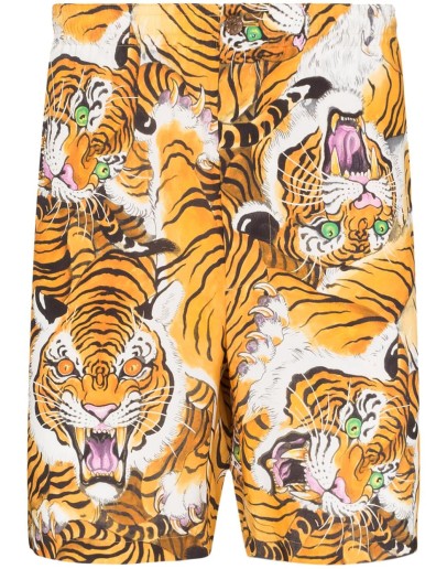 tiger-print Bermuda shorts