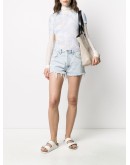 bleached-effect denim shorts