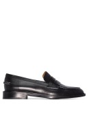 stitch-trimmed leather penny loafers