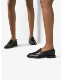 stitch-trimmed leather penny loafers