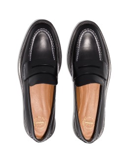 stitch-trimmed leather penny loafers