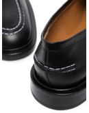 stitch-trimmed leather penny loafers