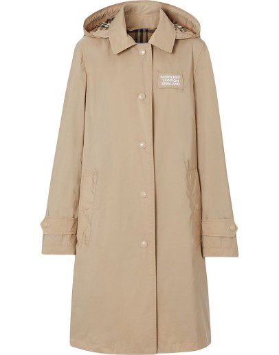logo patch parka coat