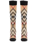 check stretch knit sock boots