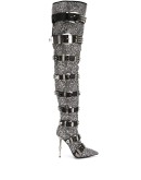 crystal-embellished knee-high boots