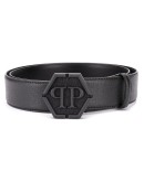 top-stitched leather belt