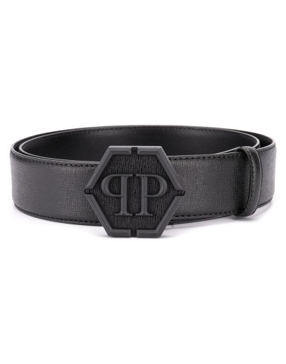 top-stitched leather belt