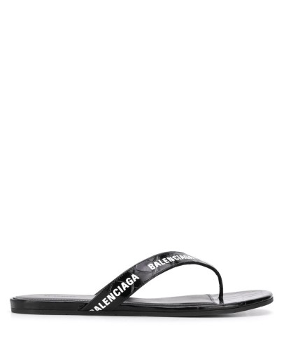 crocodile effect all-over logo sandals