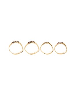 embellished waved rings - 4 set