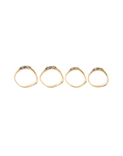 embellished waved rings - 4 set