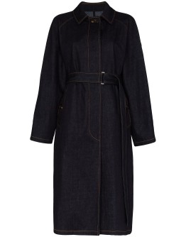 Pistache denim trench coat