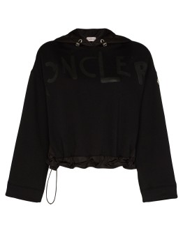 cropped logo-print hoodie