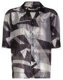 sheer graphic print shirt