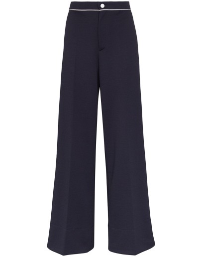 high-waisted flared trousers