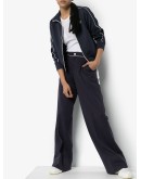 high-waisted flared trousers