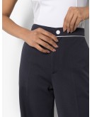 high-waisted flared trousers