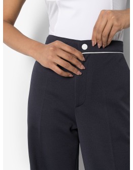high-waisted flared trousers