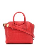 embossed crocodile effect tote bag