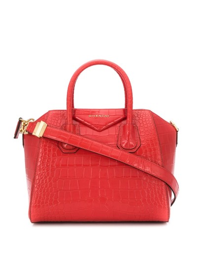 embossed crocodile effect tote bag