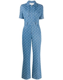 jacquard denim jumpsuit