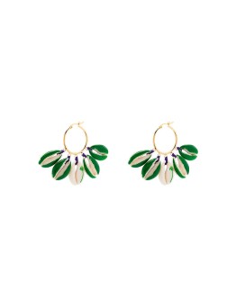 gold-plated palm tree-print shell earrings