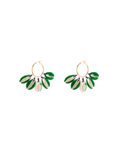 gold-plated palm tree-print shell earrings