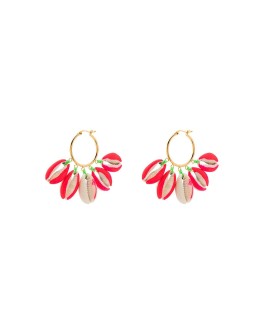 gold-plated palm tree-print shell earrings