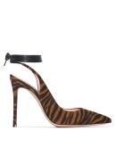 105mm zebra ankle tie pumps