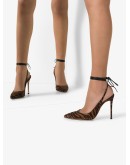 105mm zebra ankle tie pumps