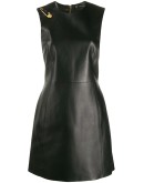 safety-pin sleeveless leather dress