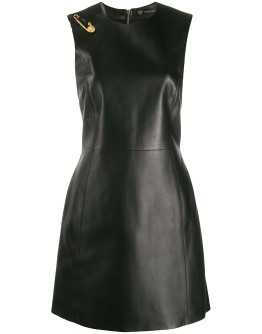 safety-pin sleeveless leather dress