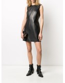 safety-pin sleeveless leather dress
