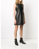 safety-pin sleeveless leather dress