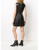 safety-pin sleeveless leather dress