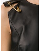 safety-pin sleeveless leather dress