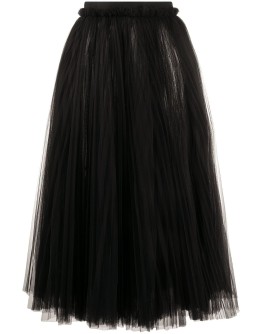 ruched tulle midi skirt