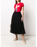 ruched tulle midi skirt