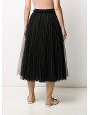 ruched tulle midi skirt
