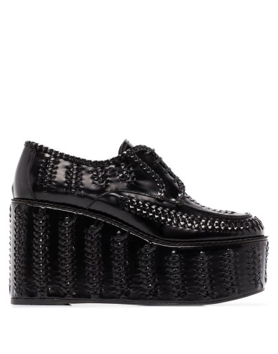 95mm woven leather platform brogues