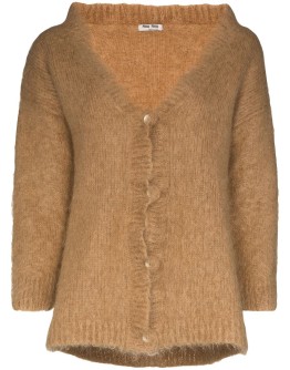 brushed mohair-blend cardigan