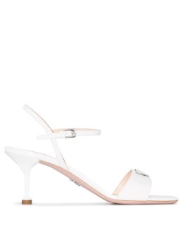 white classic 65 logo leather sandals