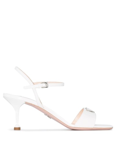 white classic 65 logo leather sandals
