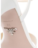 white classic 65 logo leather sandals
