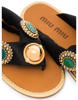embellished satin sandals
