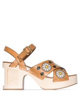 floral-print platform sandals
