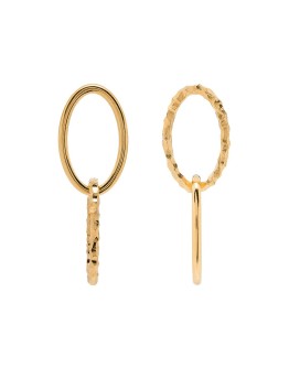 Ellipse polished and carved gold vermeil earrings