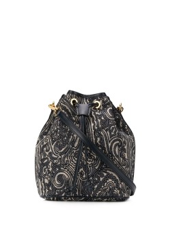 paisley embroidered bucket bag